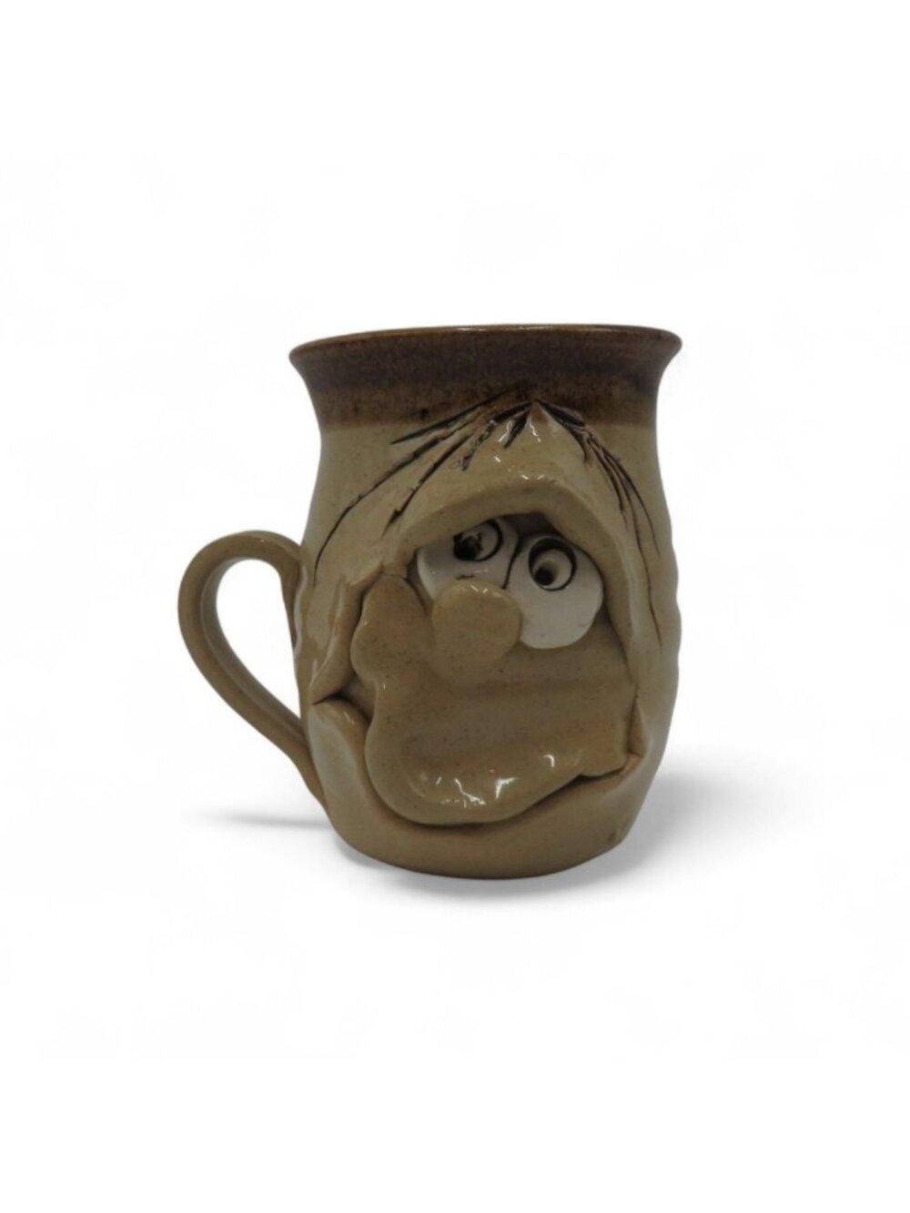Stoneware Face Mug Character Coffee Pottery Wales Vintage
